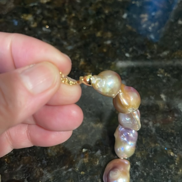 Irregular Genuine Natural Large Baroque FreshWater Pearl Choker Chunky 16” - Picture 10 of 11